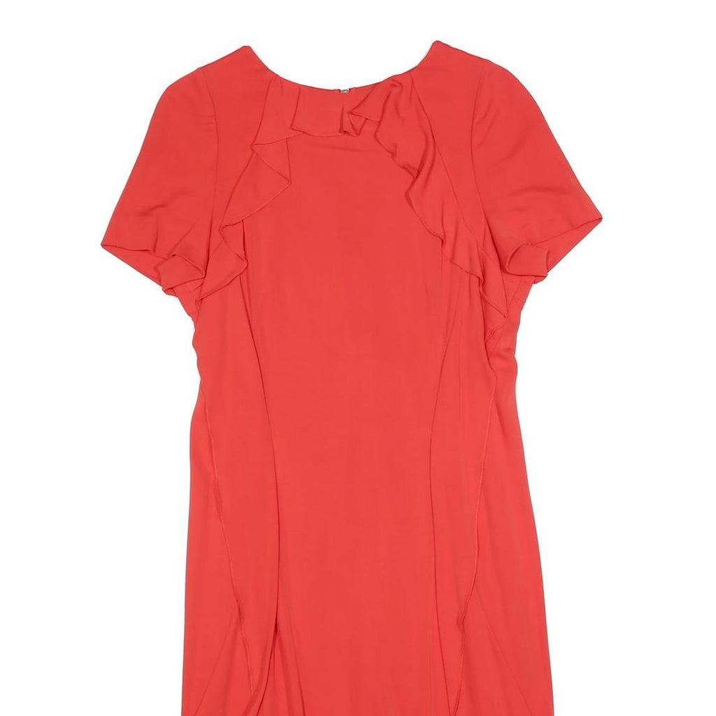 KAREN MILLEN Womens Red Day Jersey Dress Short Sleeve UK 16 Ruffle Detail