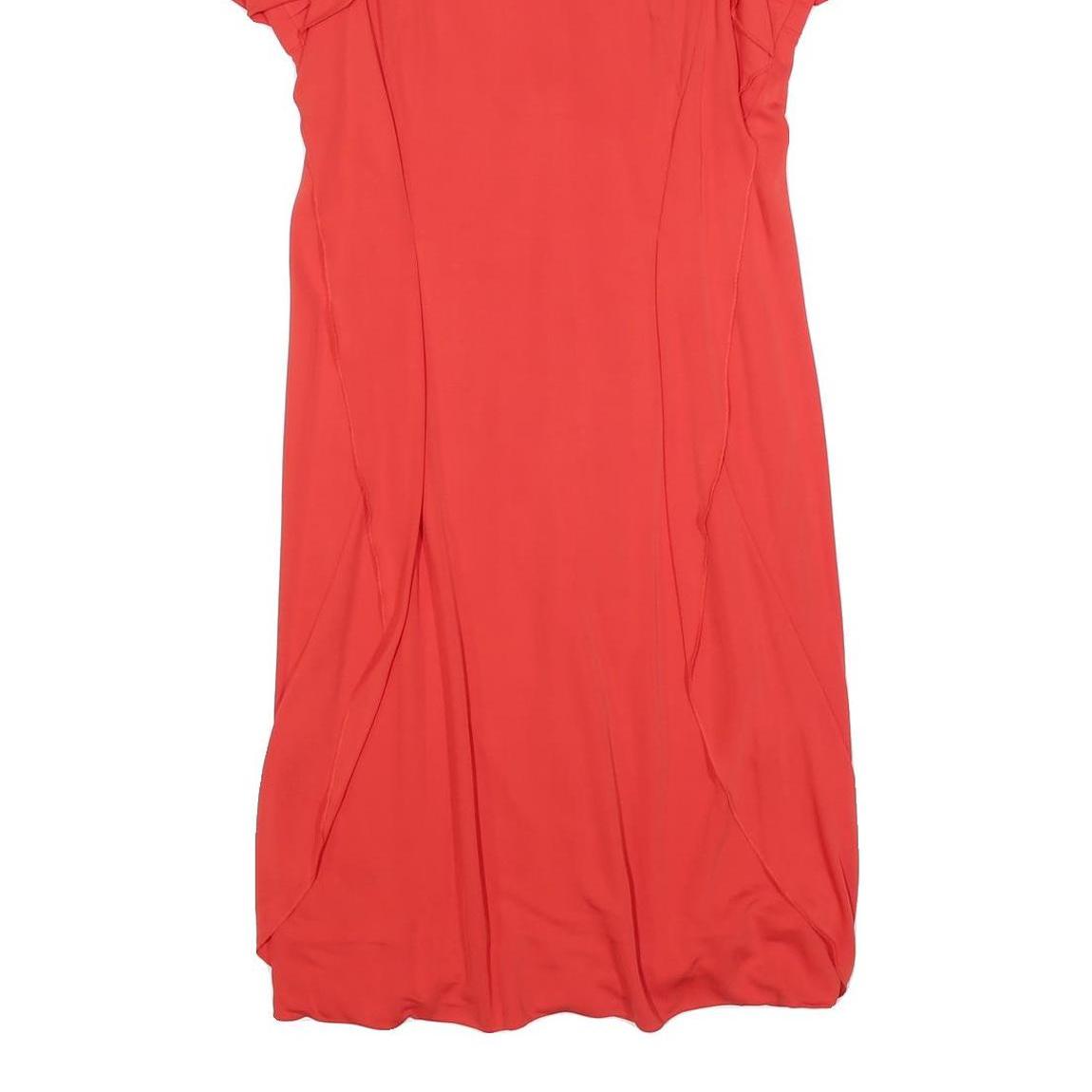 KAREN MILLEN Womens Red Day Jersey Dress Short Sleeve UK 16 Ruffle Detail