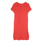 KAREN MILLEN Womens Red Day Jersey Dress Short Sleeve UK 16 Ruffle Detail
