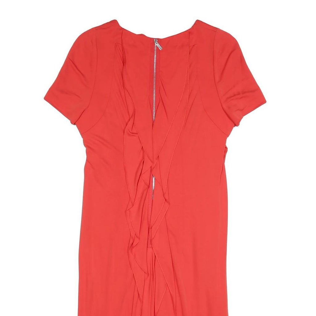 KAREN MILLEN Womens Red Day Jersey Dress Short Sleeve UK 16 Ruffle Detail