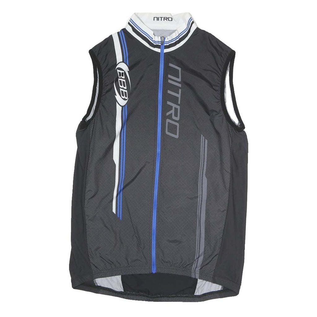 BBS Mens Black & Blue Cycling Sleeveless Round Neck Jersey L Nitro Sports