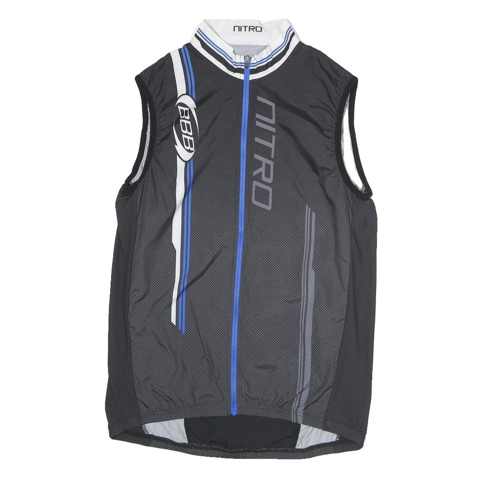 BBS Mens Black & Blue Cycling Sleeveless Round Neck Jersey L Nitro Sports