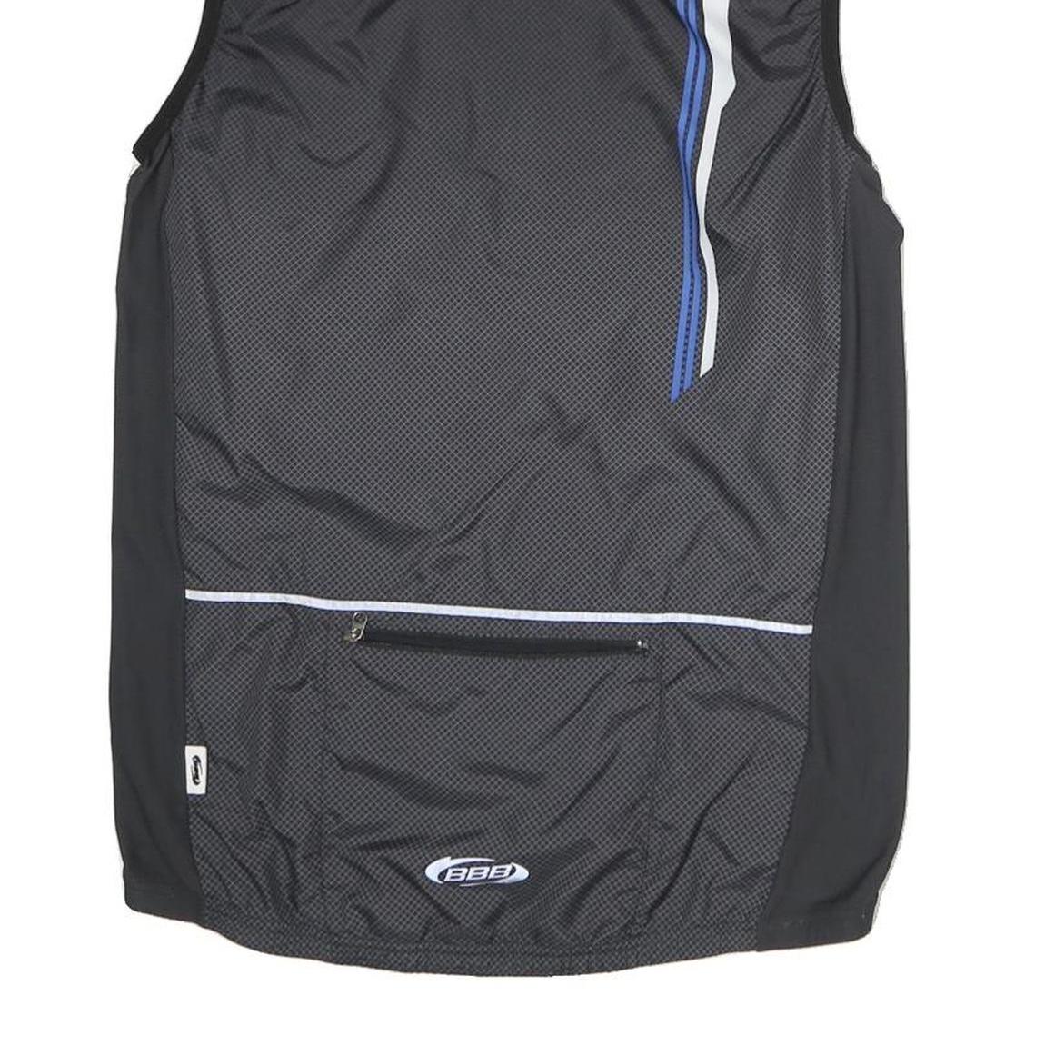 BBS Mens Black & Blue Cycling Sleeveless Round Neck Jersey L Nitro Sports