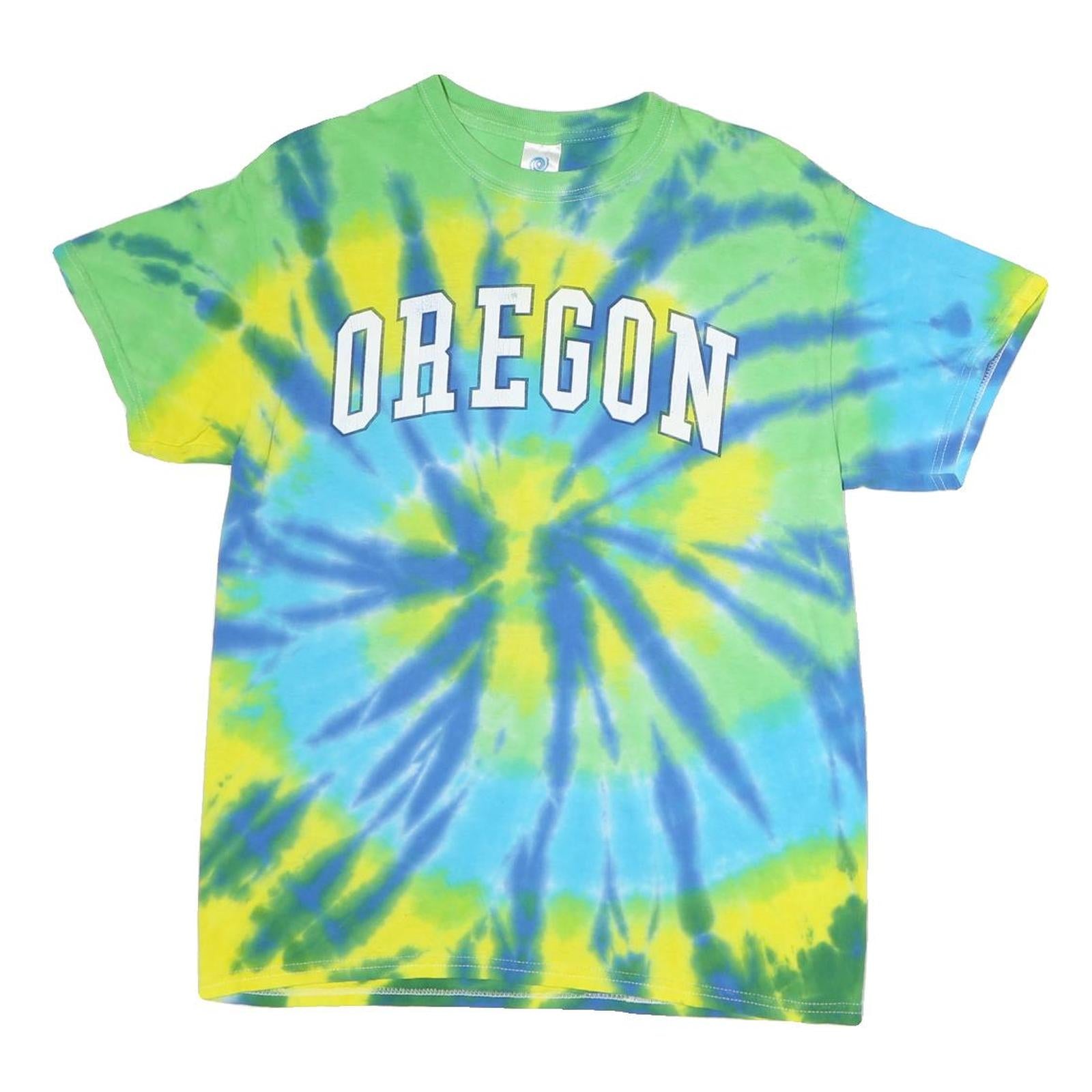 COLORTONE Mens Blue Green & Yellow Tie Dye T-Shirt M Short Sleeve Crew Neck