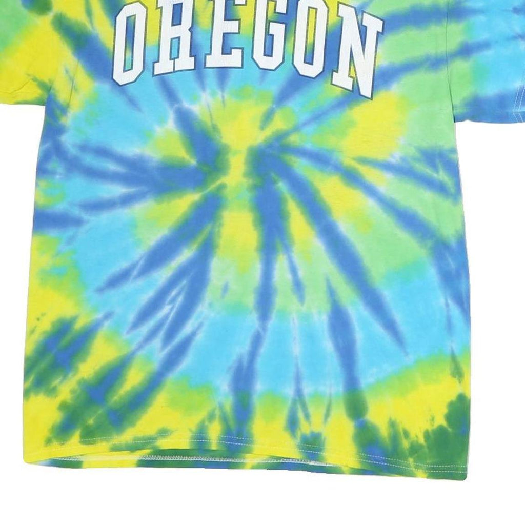 COLORTONE Mens Blue Green & Yellow Tie Dye T-Shirt M Short Sleeve Crew Neck
