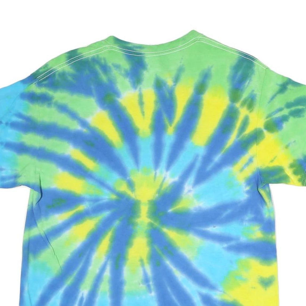 COLORTONE Mens Blue Green & Yellow Tie Dye T-Shirt M Short Sleeve Crew Neck