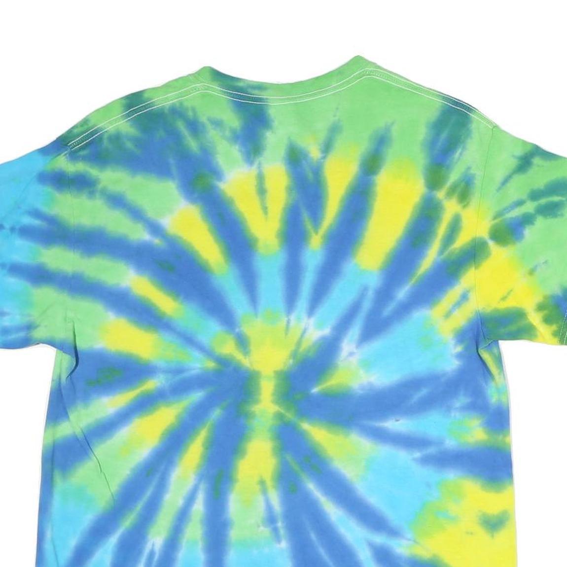 COLORTONE Mens Blue Green & Yellow Tie Dye T-Shirt M Short Sleeve Crew Neck