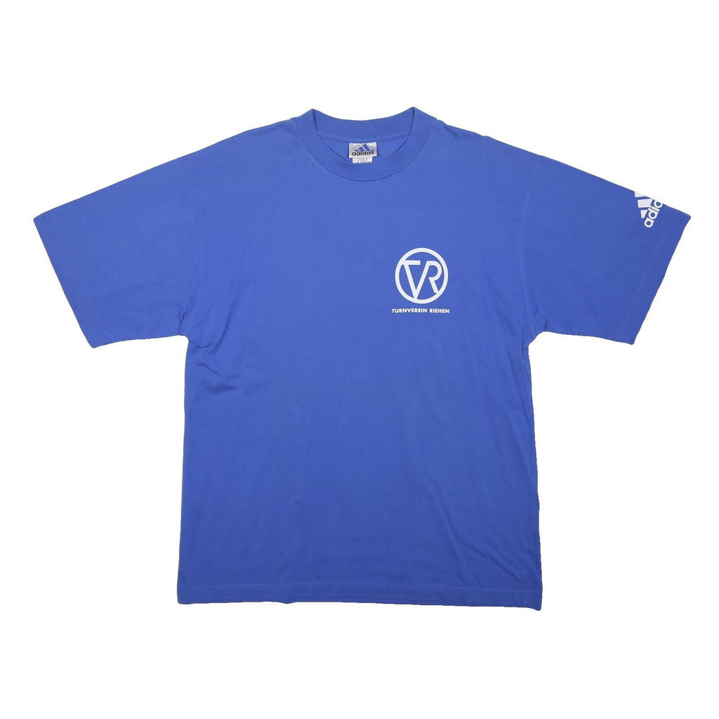 ADIDAS Mens Blue Crew Modern T-Shirt L Short Sleeve Crew Neck Logo Print