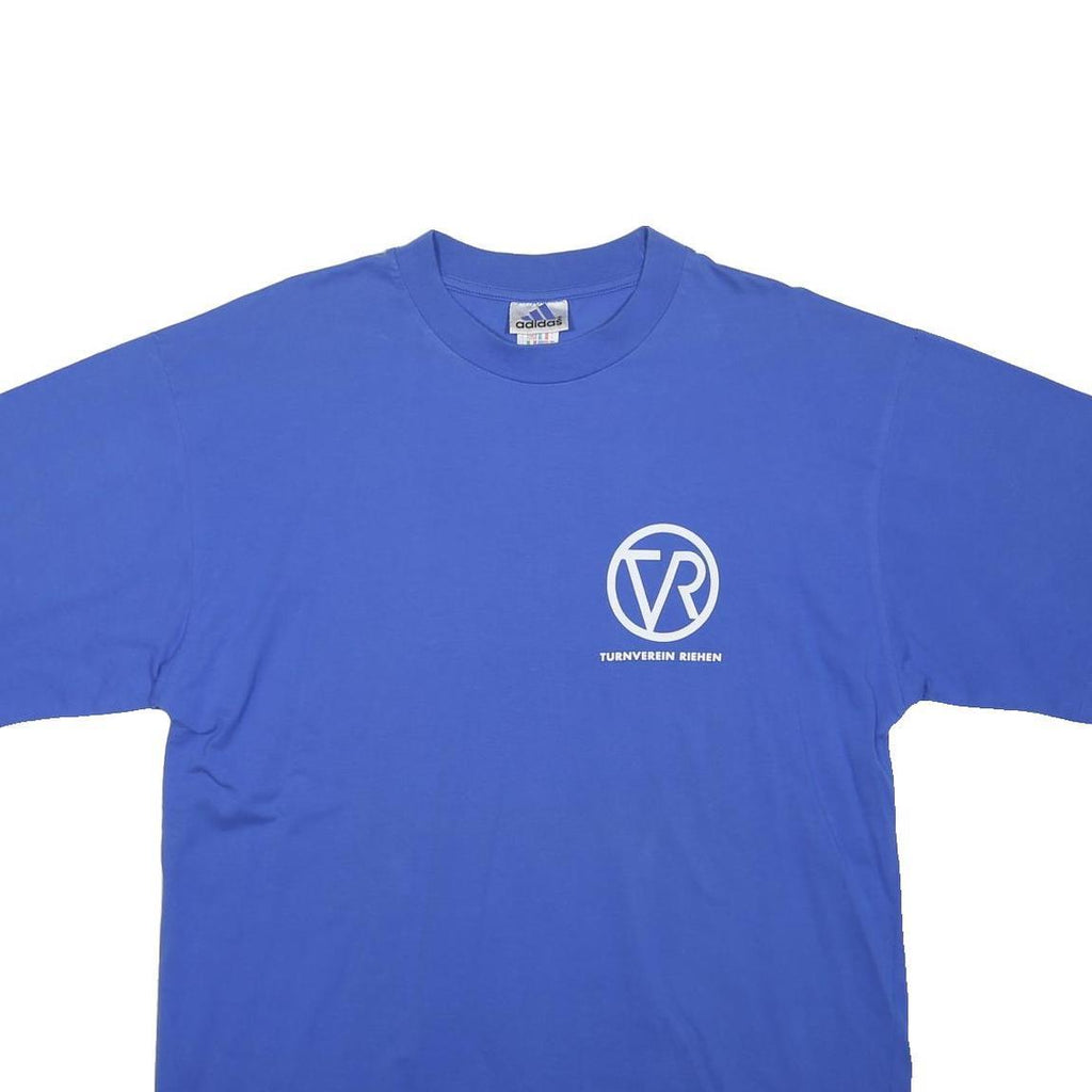 ADIDAS Mens Blue Crew Modern T-Shirt L Short Sleeve Crew Neck Logo Print