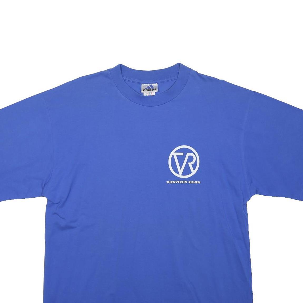 ADIDAS Mens Blue Crew Modern T-Shirt L Short Sleeve Crew Neck Logo Print