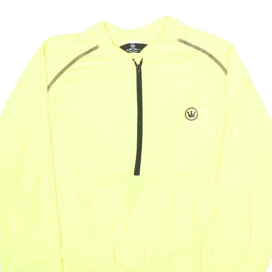 CANARI Mens Yellow Long Sleeve Zip Neck Polyester Cycling Jersey M