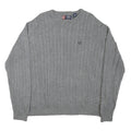 CHAPS Mens Grey Cable Knit Cotton Blend Jumper Crew Neck XL Classic Style