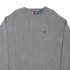 CHAPS Mens Grey Cable Knit Cotton Blend Jumper Crew Neck XL Classic Style