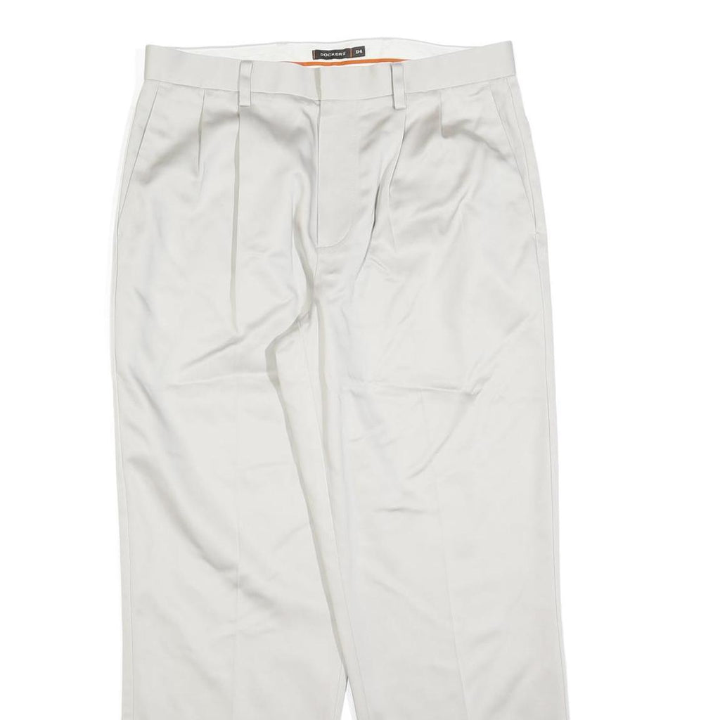 DOCKERS Mens Cotton Blend White Regular Straight Trousers W33 L30 Classic Zip