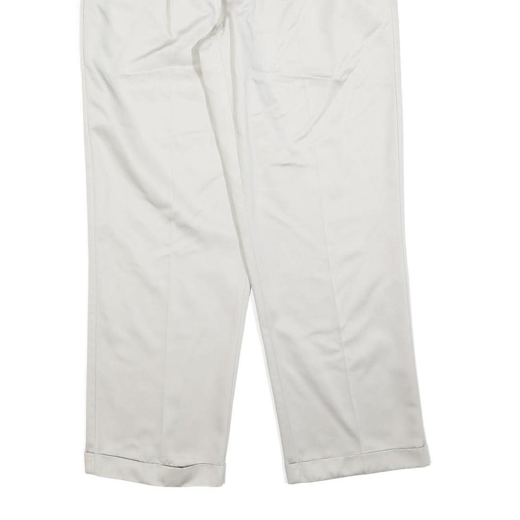 DOCKERS Mens Cotton Blend White Regular Straight Trousers W33 L30 Classic Zip