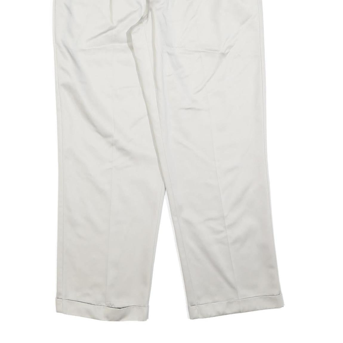 DOCKERS Mens Cotton Blend White Regular Straight Trousers W33 L30 Classic Zip