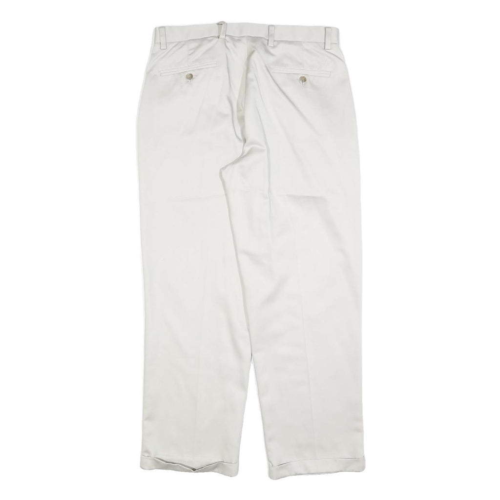 DOCKERS Mens Cotton Blend White Regular Straight Trousers W33 L30 Classic Zip