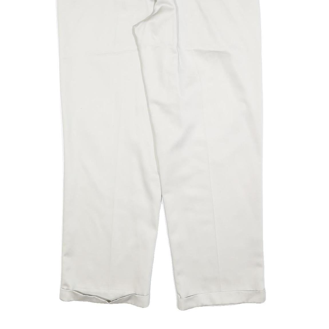 DOCKERS Mens Cotton Blend White Regular Straight Trousers W33 L30 Classic Zip
