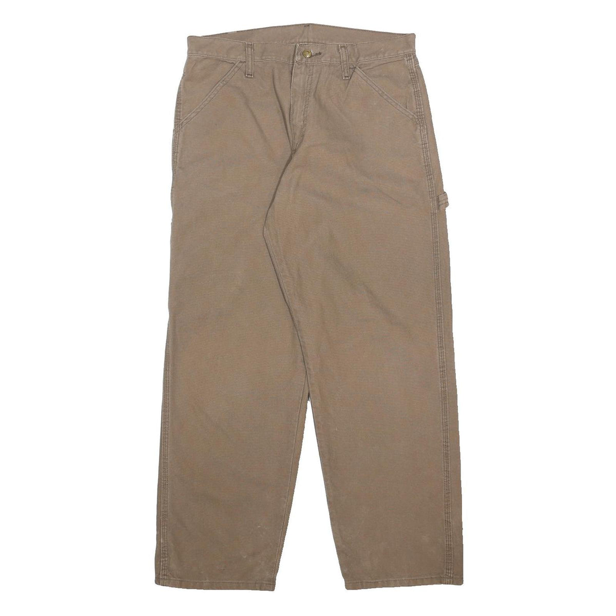 DICKIES Mens Cotton Beige Relaxed Straight Trousers W32 L30 Workwear