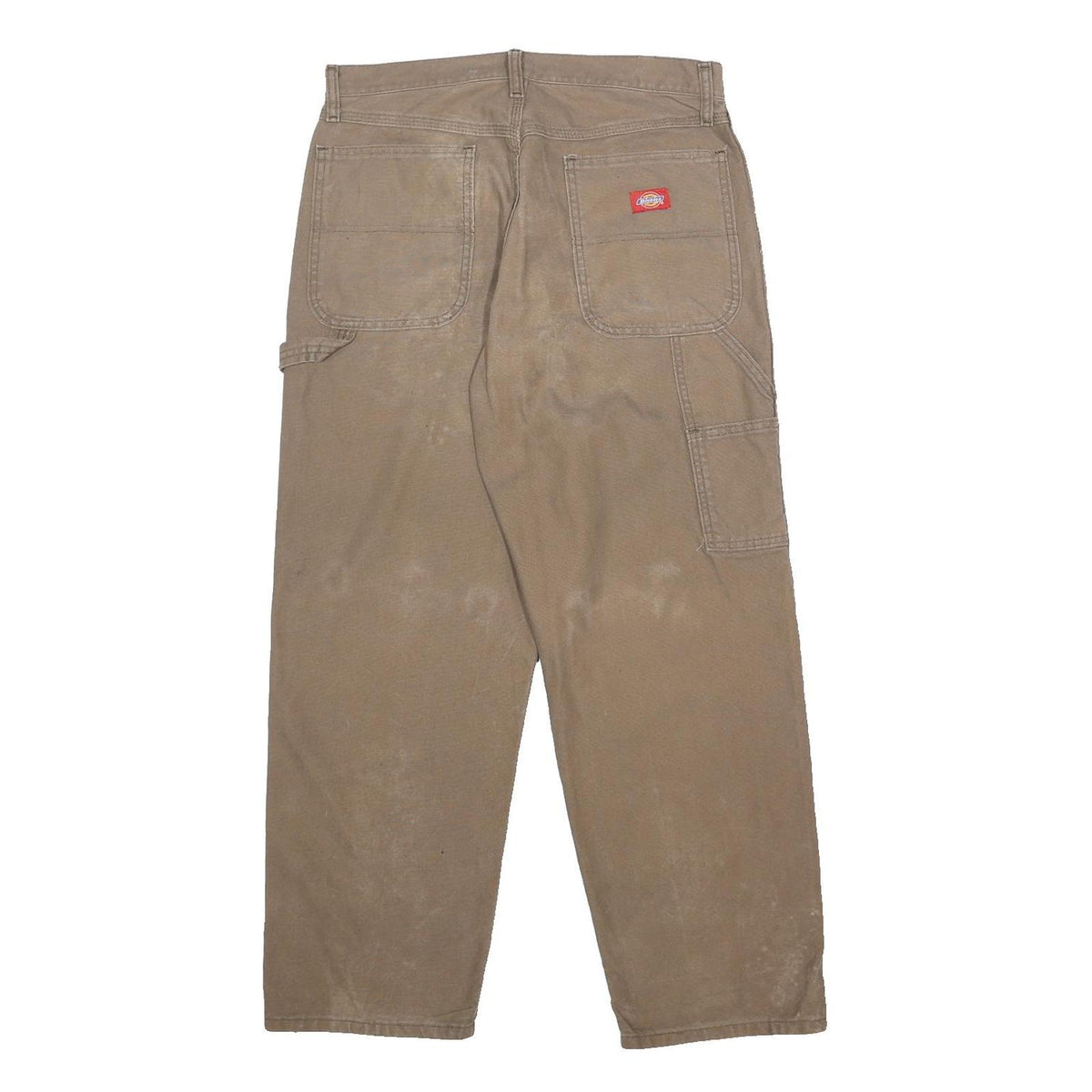 DICKIES Mens Cotton Beige Relaxed Straight Trousers W32 L30 Workwear