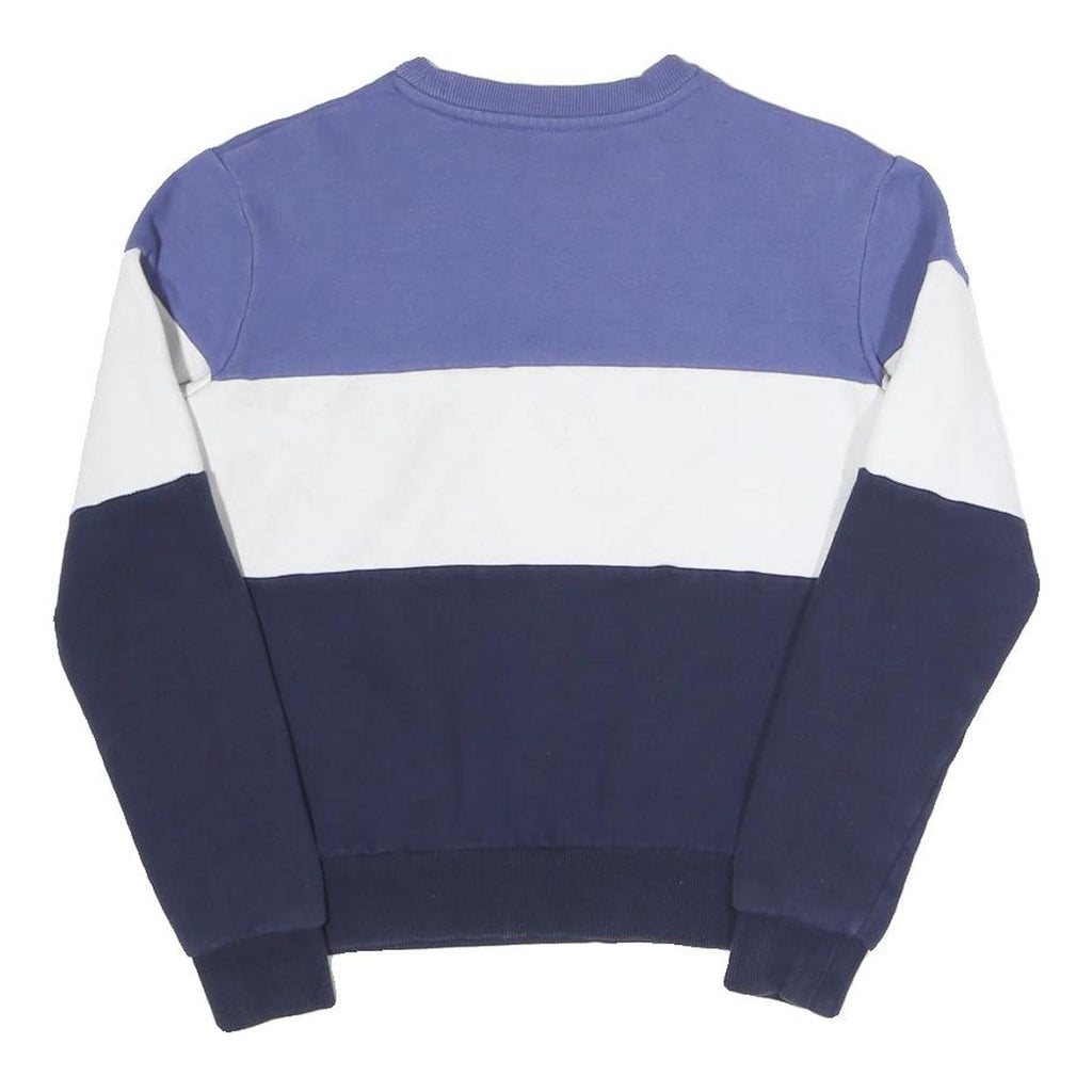 FILA Womens Blue & White Logo Crew Neck UK 6 Cotton Blend Sweatshirt Pullover