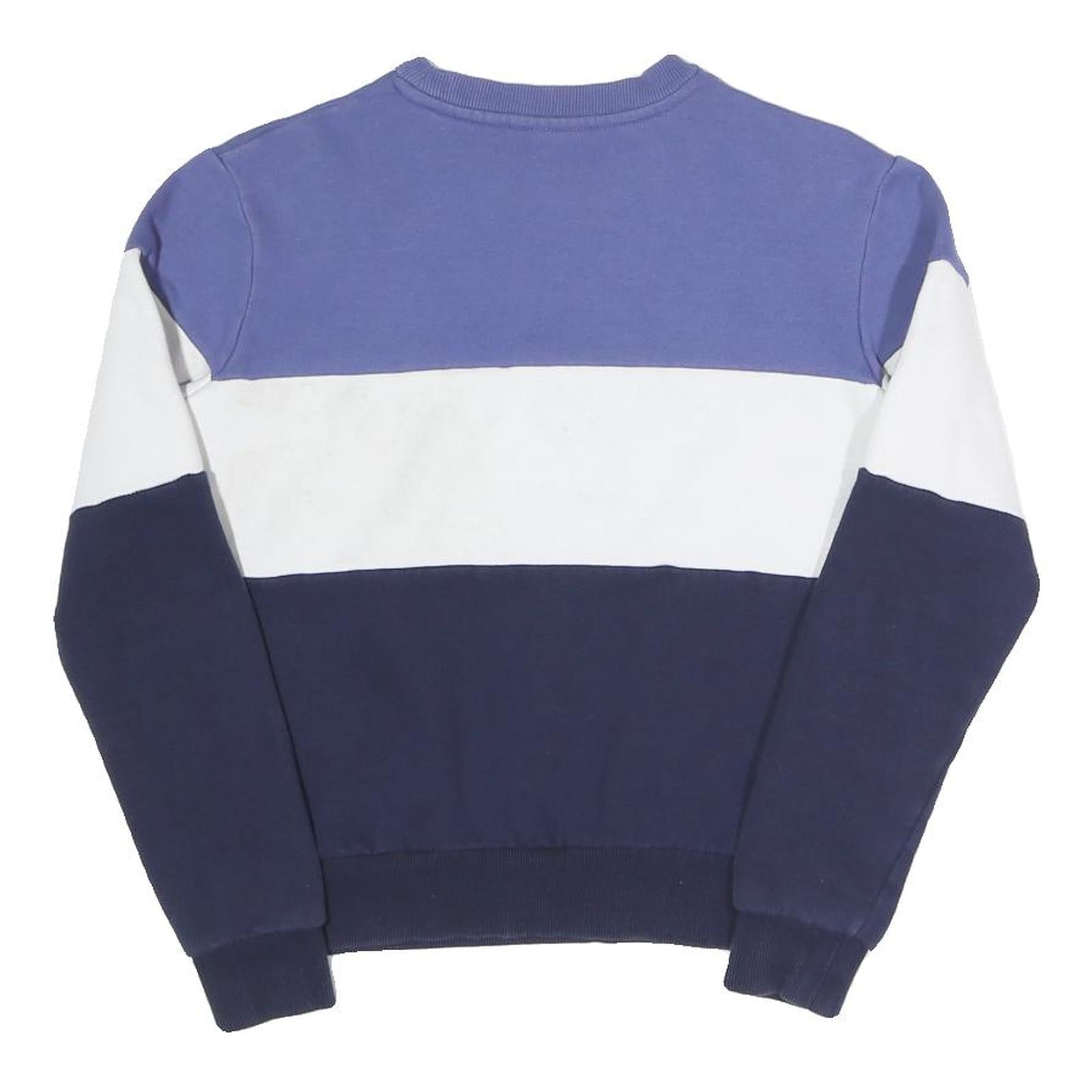 FILA Womens Blue & White Logo Crew Neck UK 6 Cotton Blend Sweatshirt Pullover