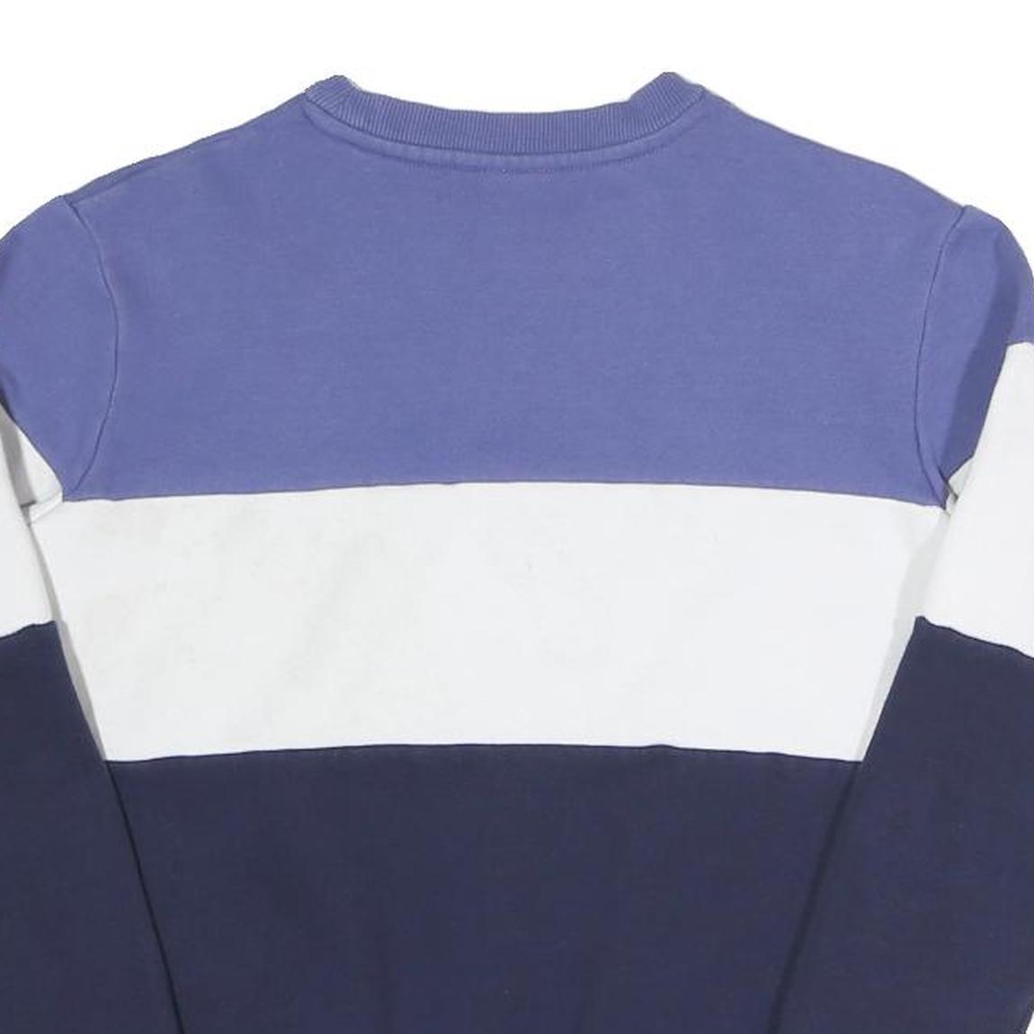 FILA Womens Blue & White Logo Crew Neck UK 6 Cotton Blend Sweatshirt Pullover