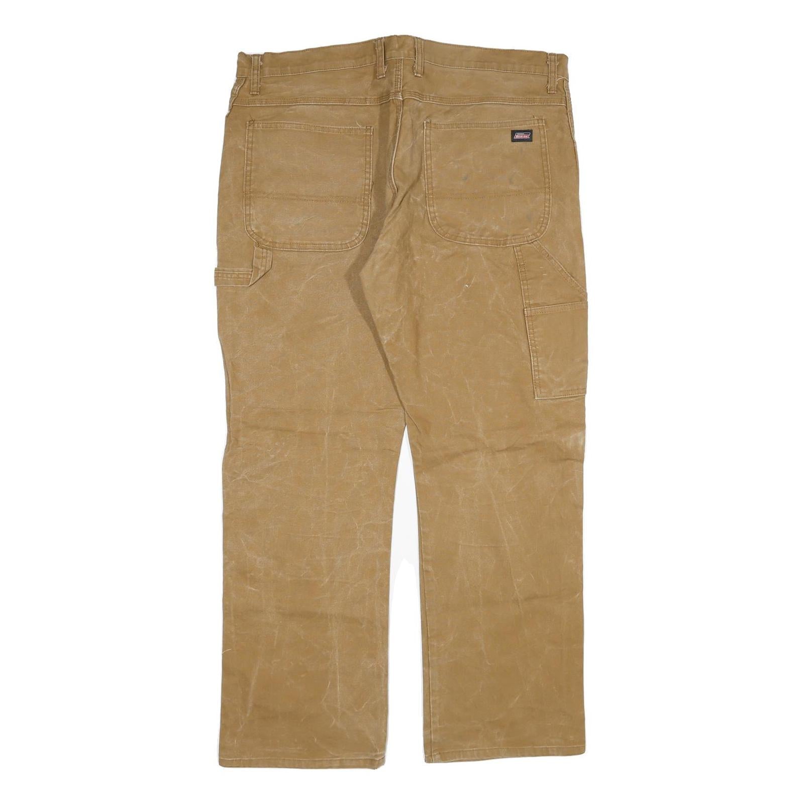 DICKIES Mens Jeans Beige Regular Straight Denim Light W38 L30 Durable Workwear