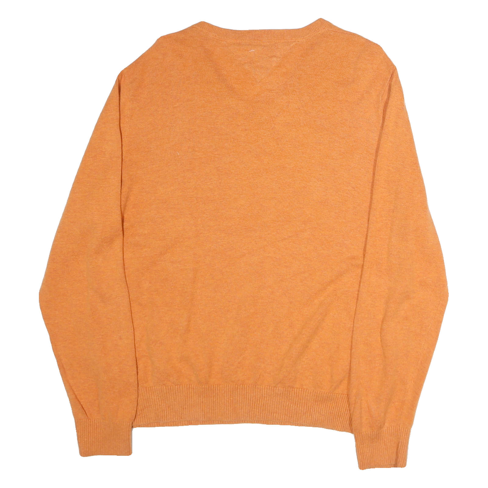 TOMMY HILFIGER Mens Orange Jumper V-Neck Basic Knit L Cotton Pullover