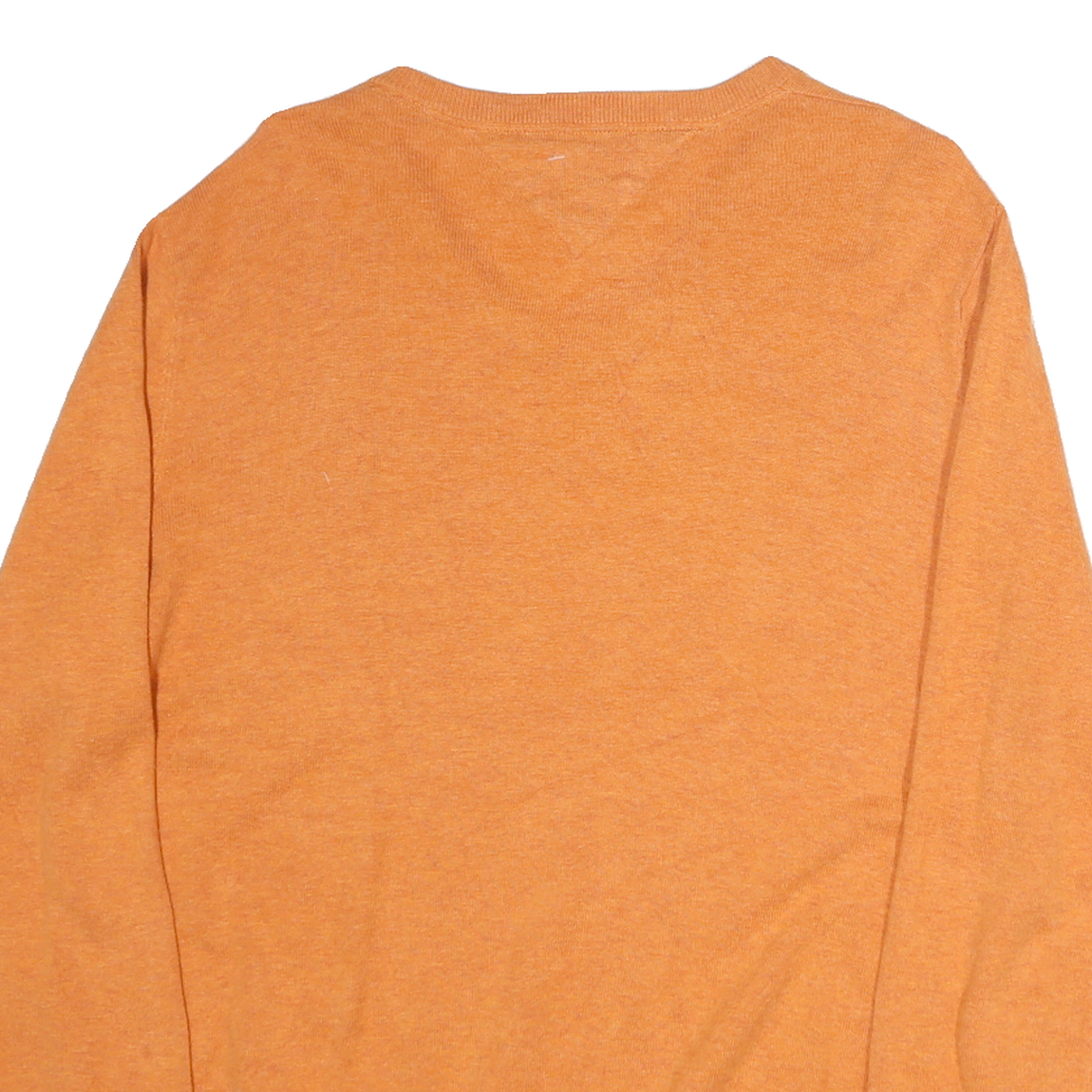 TOMMY HILFIGER Mens Orange Jumper V-Neck Basic Knit L Cotton Pullover