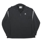 ADIDAS Womens Black & White Sweatshirt Collared UK 18 Cotton Blend Zip