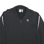 ADIDAS Womens Black & White Sweatshirt Collared UK 18 Cotton Blend Zip