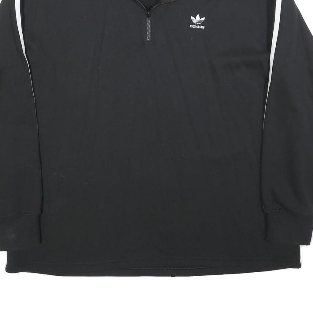 ADIDAS Womens Black & White Sweatshirt Collared UK 18 Cotton Blend Zip