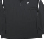 ADIDAS Womens Black & White Sweatshirt Collared UK 18 Cotton Blend Zip