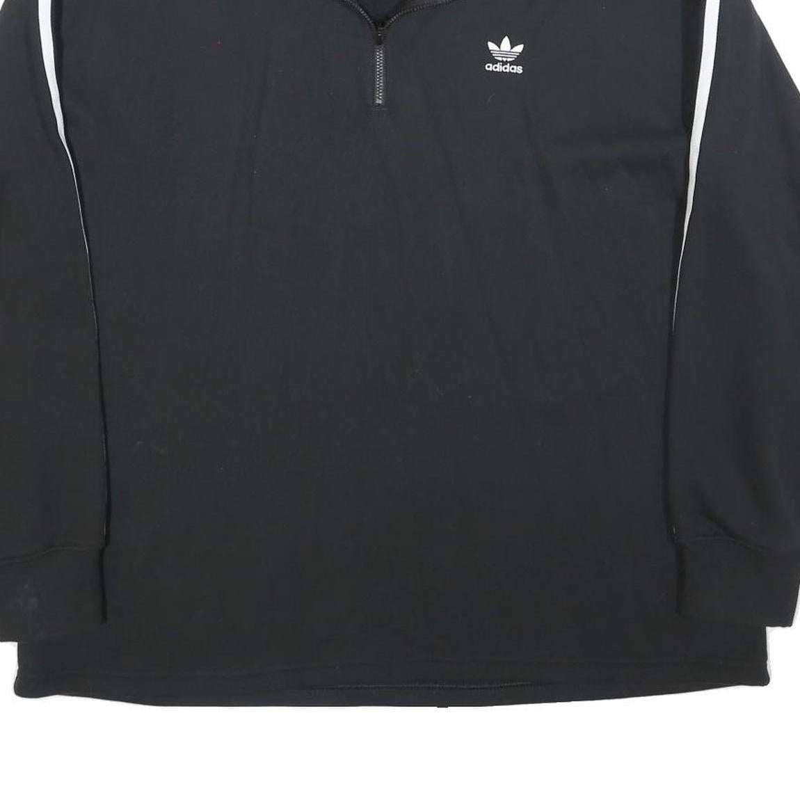 ADIDAS Womens Black & White Sweatshirt Collared UK 18 Cotton Blend Zip