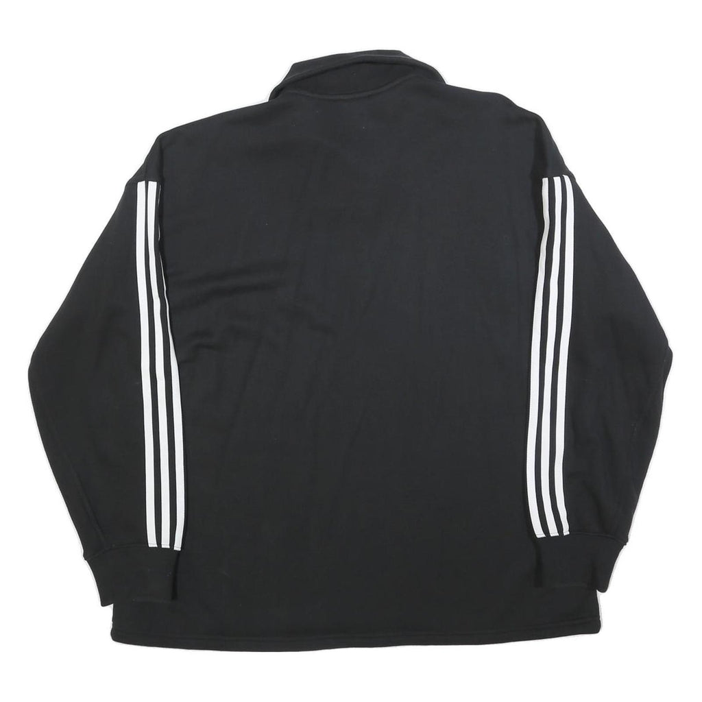 ADIDAS Womens Black & White Sweatshirt Collared UK 18 Cotton Blend Zip