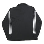 ADIDAS Womens Black & White Sweatshirt Collared UK 18 Cotton Blend Zip