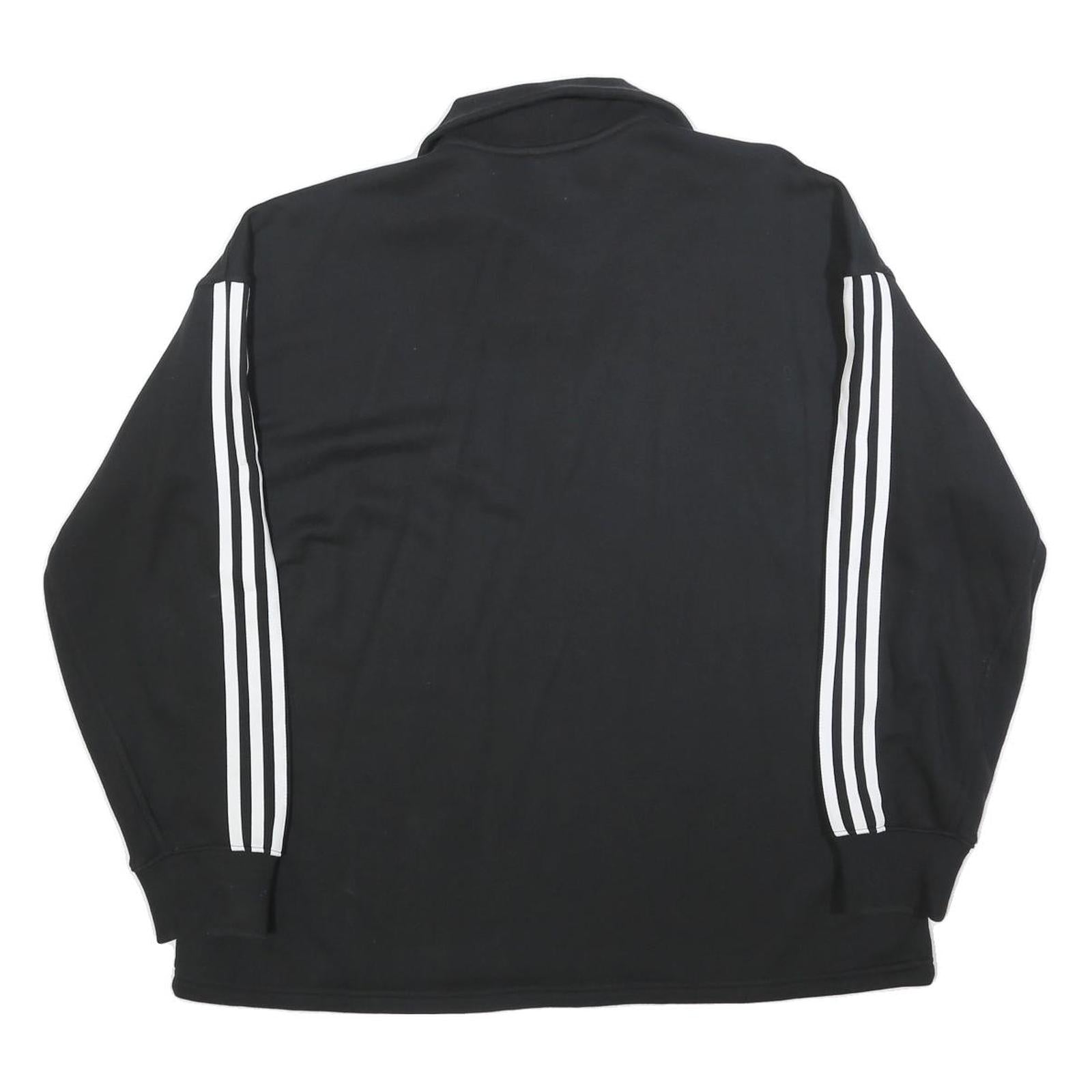 ADIDAS Womens Black & White Sweatshirt Collared UK 18 Cotton Blend Zip
