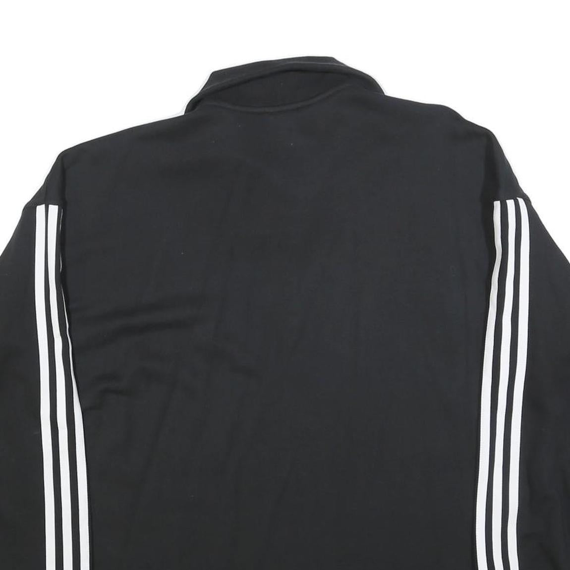 ADIDAS Womens Black & White Sweatshirt Collared UK 18 Cotton Blend Zip