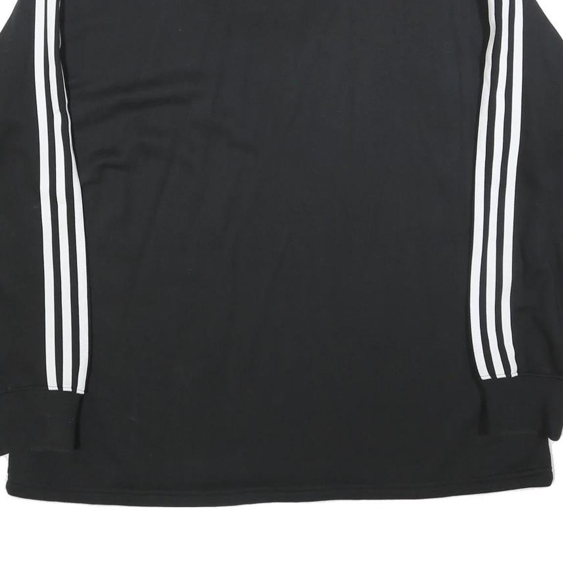 ADIDAS Womens Black & White Sweatshirt Collared UK 18 Cotton Blend Zip