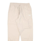 PUMA Mens Cotton Blend Beige Relaxed Drawstring Cargo Trousers W29 L27 Casual