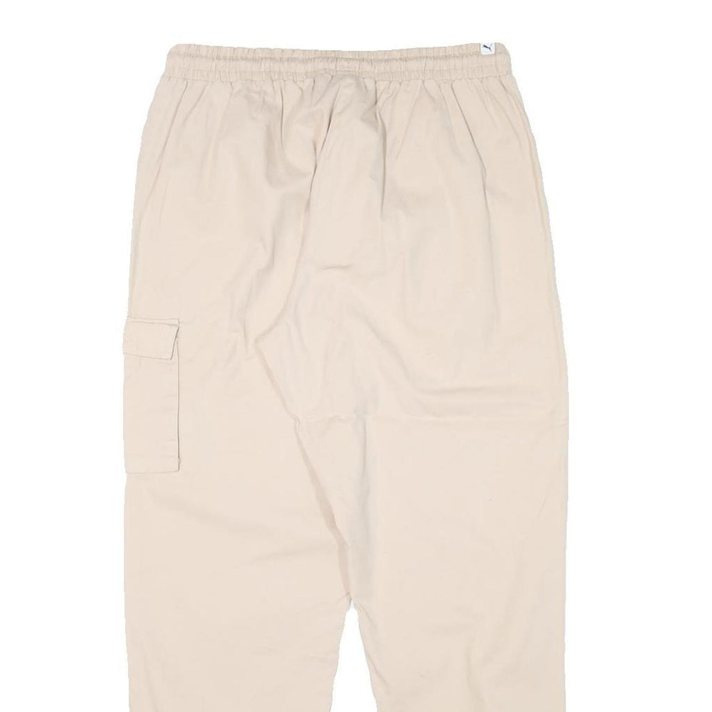 PUMA Mens Cotton Blend Beige Relaxed Drawstring Cargo Trousers W29 L27 Casual