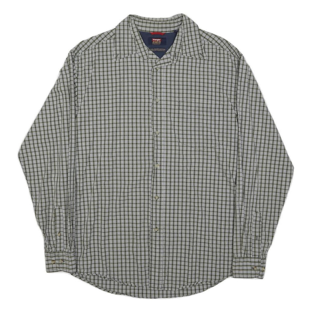 WRANGLER Mens Green & White Check Shirt S Casual Long Sleeve Cotton