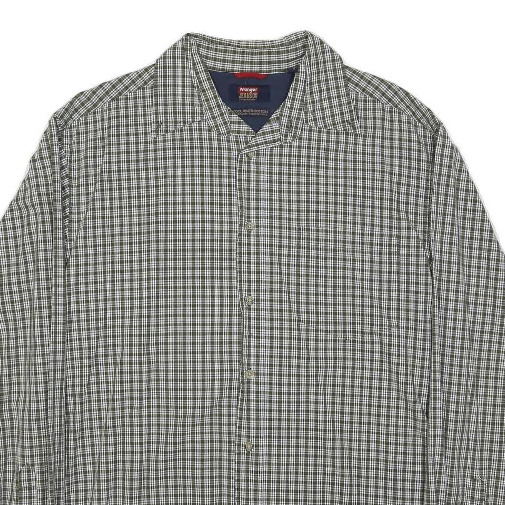 WRANGLER Mens Green & White Check Shirt S Casual Long Sleeve Cotton