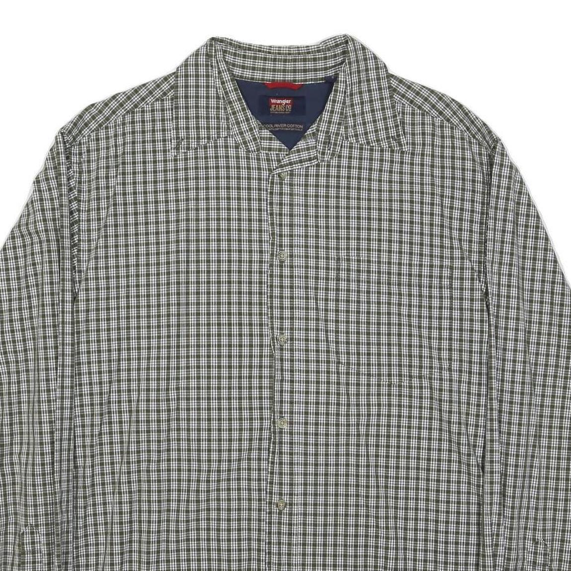 WRANGLER Mens Green & White Check Shirt S Casual Long Sleeve Cotton