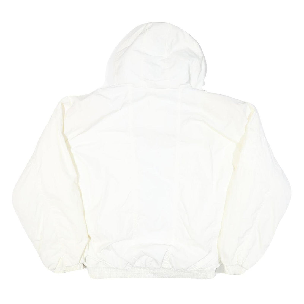 ONLINE Mens White Faux Fur Collar Zip Jacket L Polyester Blend Casual Outerwear