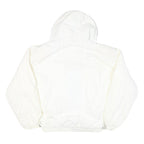 ONLINE Mens White Faux Fur Collar Zip Jacket L Polyester Blend Casual Outerwear
