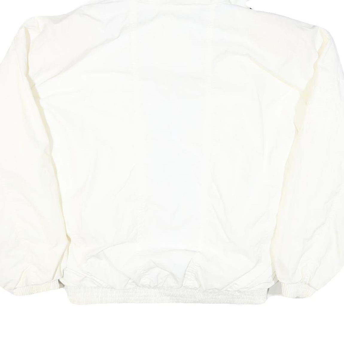 ONLINE Mens White Faux Fur Collar Zip Jacket L Polyester Blend Casual Outerwear