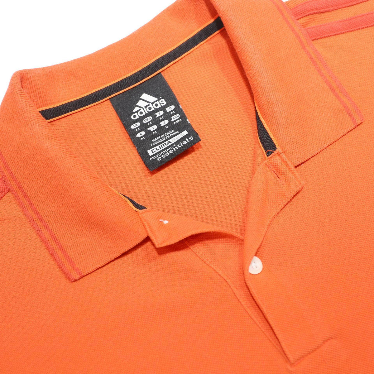 ADIDAS Mens Orange Short Sleeve Plain Polo Shirt M Cotton Blend Casual