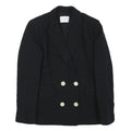 SANDRO Womens Black Wool Blend Double Breasted Jacket XS Button Closure Plain